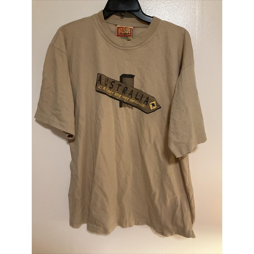 Roorock Men’s XXL Australia Made Graphic T Shirt Brown Beige